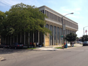 Damaged Facade with Temporary Security Board-up